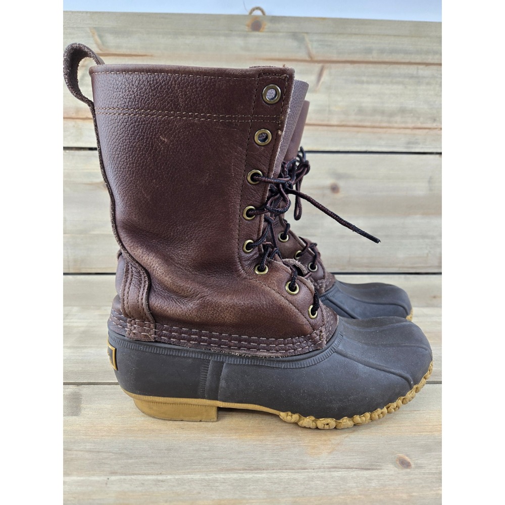 Vintage LL Bean Maine Hunting Shoe Brown Leather Duck Boots Womens 6 M 8 Eyelet